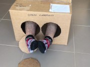 Surprise Delivery Series - Lucky magic cat ankle socks - Big Male Feet to Worship inside - Manlyfoot