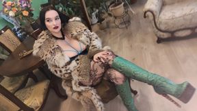 Goddess plays with new wolf fur