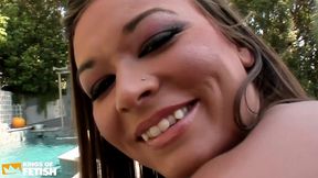 brunette teen squirts while two guys give her hard dp