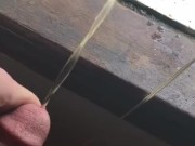 Teen pissing quick out window big cock