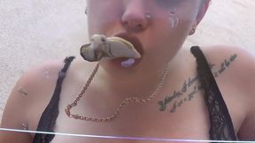 Consuming 2 Ousters From the Glass! Eat &amp; Mouth &amp; Lip &amp; Tongue Fetish!
