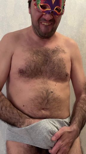 Funny Earl makes us laugh as he masturbates in his briefs and shows off his hairy body striptease