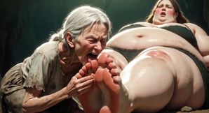 Old Granny Foot Worship on Obese Woman - Granny Extremely Horny