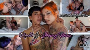 Trans Man Rocki & Trans Girlfriend Stormy Buns Take Stepbro's Cock & Facial To Keep Him Quiet