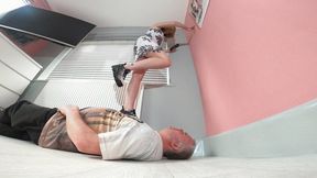 Soccer Boot Studded Sneakers Trampling In Dresses & Skirts FLOOR CAM (4K)