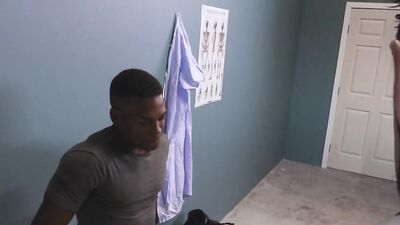 Horny bloke is nailing his black bud's ass with his phallus