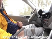 Hot guy cums all over his stick shift car at the park @onlyfans/julianwolfgang