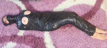 plastic mummification, bondage, tape gag, struggling