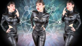 Interactive leather catsuit smoking - JoI game , smoke