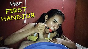 Gagged Bondage Girl Maria Martinez Gives Her FIRST HANDJOB EVER! (low res mp4)