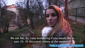 Skinny blonde fucked outside