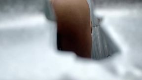 Big ass girl gets mischievous in outdoor booth