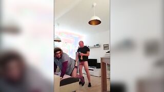 Homemade video of a bareback amateur getting fucked hard by a crossdresser with a big dick