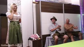 Pierced milf lederhosen group banged