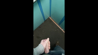 Jacking off and nutting in a public ELEVATOR! I can be seen at any moment!