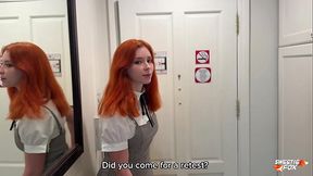Hot Sex with Red-Haired Student and Cum on Face