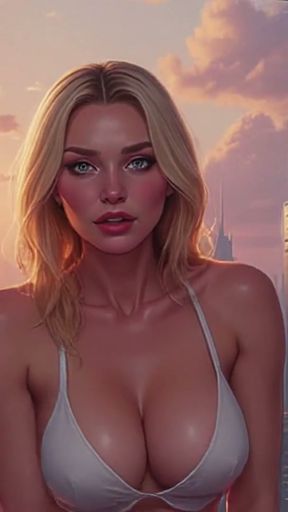 Cloud Level Olivia in the Future Suggestive Teasing showing her Ample Cleavage Part 2   Clip 1