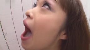 Dangerous Asia doll chows down on throbbing meatstick, silica stockings on, decadent titty fuck, juice drench finale