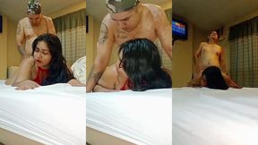 se dejo convencer de su ex padrastro para entregarle el culo en el hotel