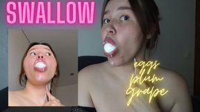 swallow orgasm from egg,plum and grape