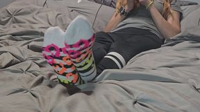 Colorful ankle sock tease