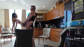 The slim Filipina girl is getting on with a hung white guy.