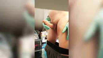 Mature Italian guy in spandex strokes big cock and cums hard