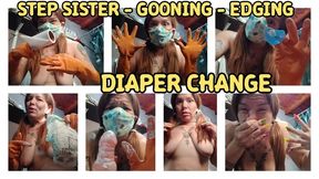 DIAPER CHANGE - STEP SISTER - EDGING AND GOONING - LOTION HANDJOB