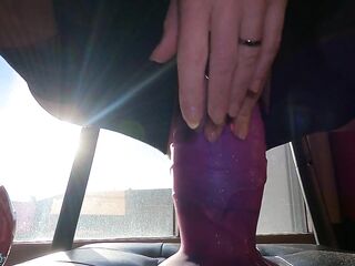 mother I'd like to fuck in underware sits on a giant sex-toy in her pierced cunt gives a oral job and gets a giant facial