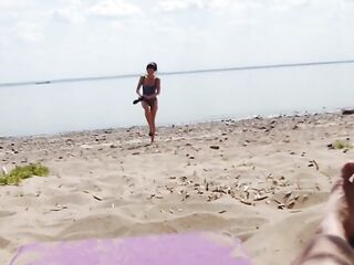 went to the beach to sunbathe and relax and wanted sex. screwed right in front of people.