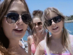 Boat foursome with kinky bikini teens