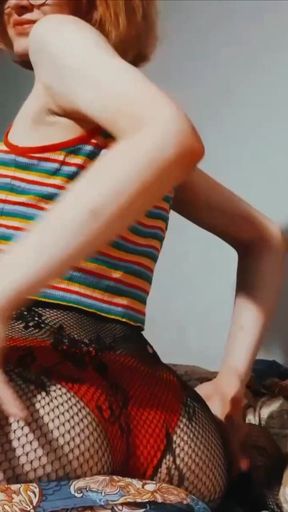 Horny Girl Jumps on a Pillow Like on a Dick