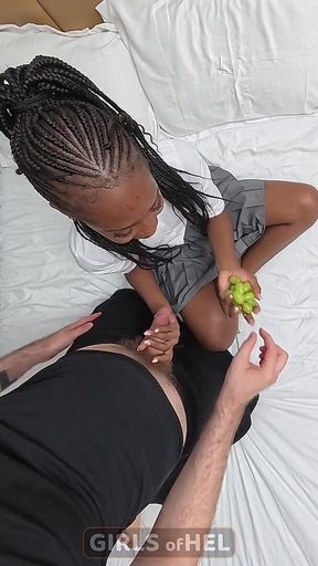Stepdaughter Stuffed with Grapes up Her Butt and Stepdad's Cock up Her Pussy