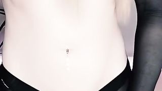 Strung Up shemale Princess taunting immense boner erection in mind-blowing nylon stocking