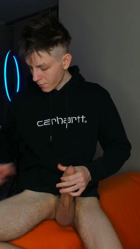 Horny College Twink Edges Huge Cock Until Explosive Cumshot