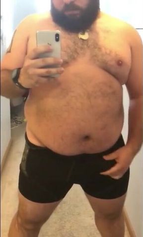 Fat Bear Stroking His Big Cock