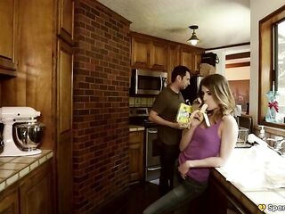 SPANKBANG GOLD - Slutty Kristen Scott Sneaks Onto Stepdad's Large Wang for Forbidden Ride