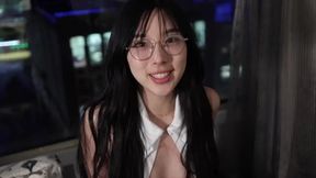 Korean Slutty Secretary Fucks Boss for Raise in Open Holed Pantyhose