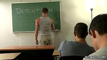 Gay threesome in the classroom