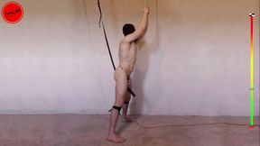 Anal hook + chastity + vibrator edging - prostate milking restrained straight twink