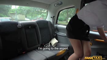 brunette - Petite Air Stewardess Joins 9-Inch Taxi's Private Flight