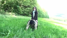 Outdoor fun with pet boy