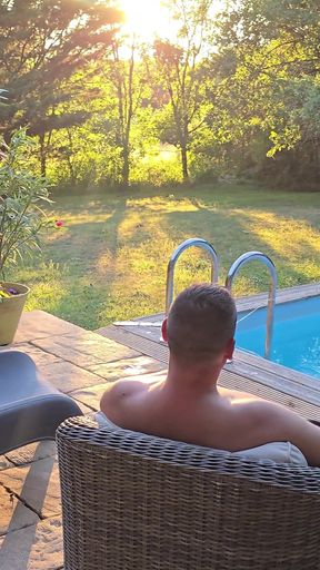 My Cuckold Guy Films a Lover Fucking Me Hard on the Pool Terrace
