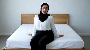 hijabi cheating wife with big natural boobs cheating while husband works [ai]