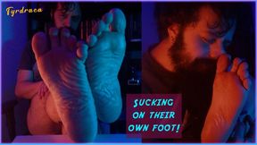 The bearded man sucks his own foot | Full HD 1080p | Male Feet - Soles - Handjobs