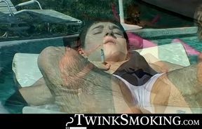 Young Ethan got cock in his ass and mouth for a hardcore spit roasted in a fourway sm