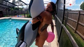 Embarrassed Naked MYA On Inflatable