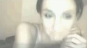Charming brunette enchantress demonstrates her goodies