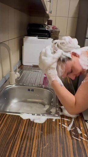 Hair Wash Bent Over the Sink