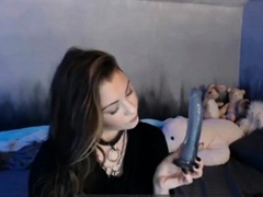 Webcam Girl Plays with Dildo Deep in Her Throat